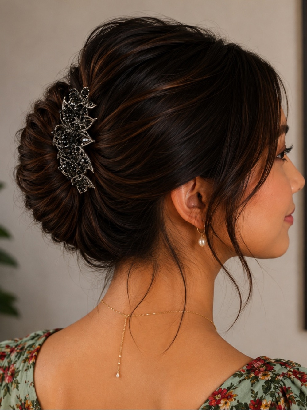 Black Floral Butterfly Crystal Hair Clip - Elegant Women’s Hair Accessory